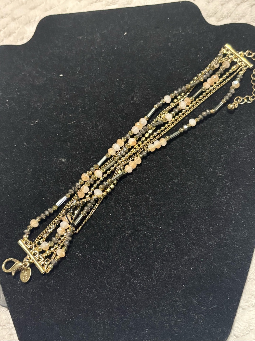 Express Gold Multi-Strand Beaded Bracelet with Nude Beads